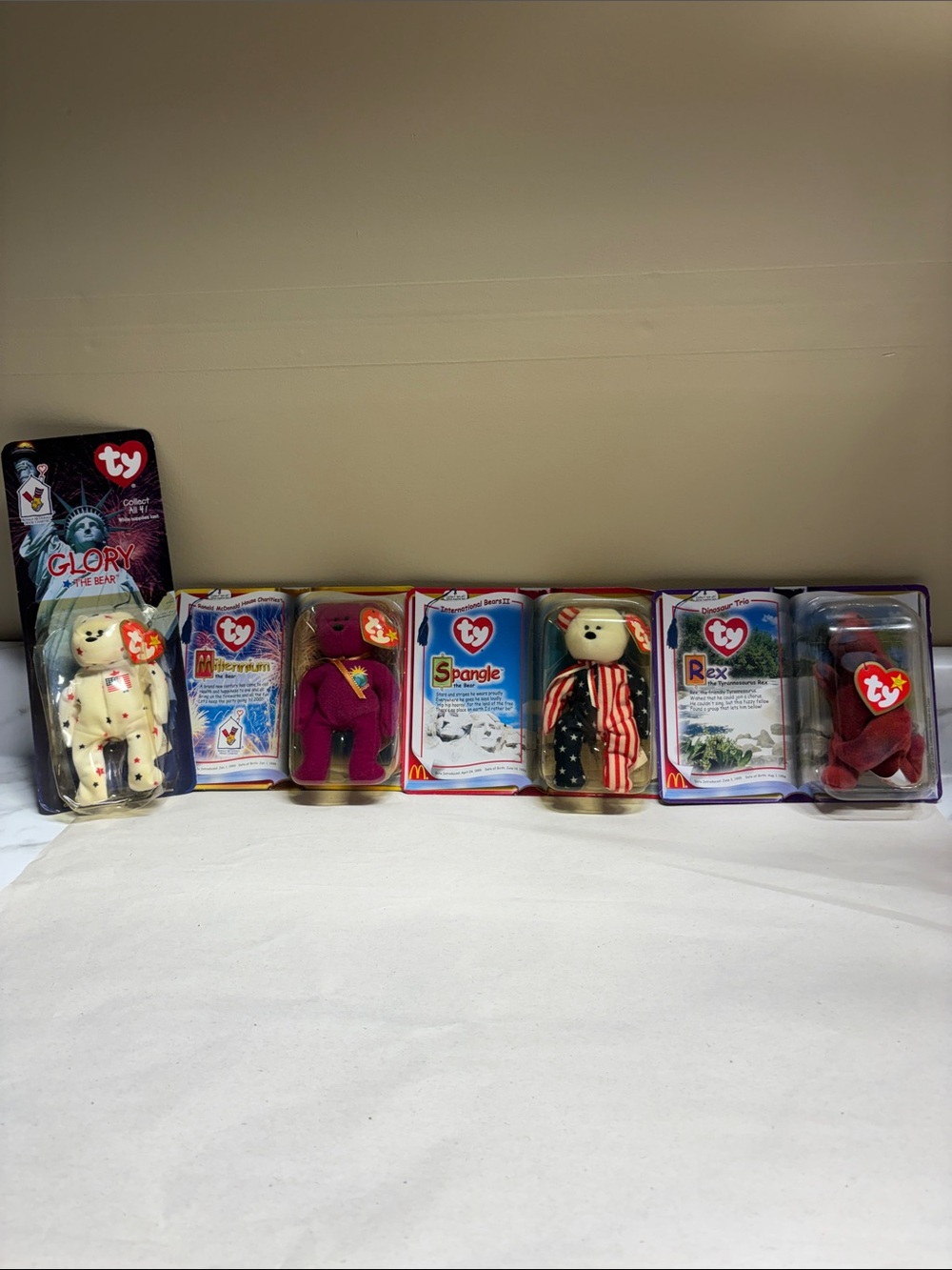 Ty Beanie Baby Plush Bears - White, Purple, Red, Blue, Cream, Maroon